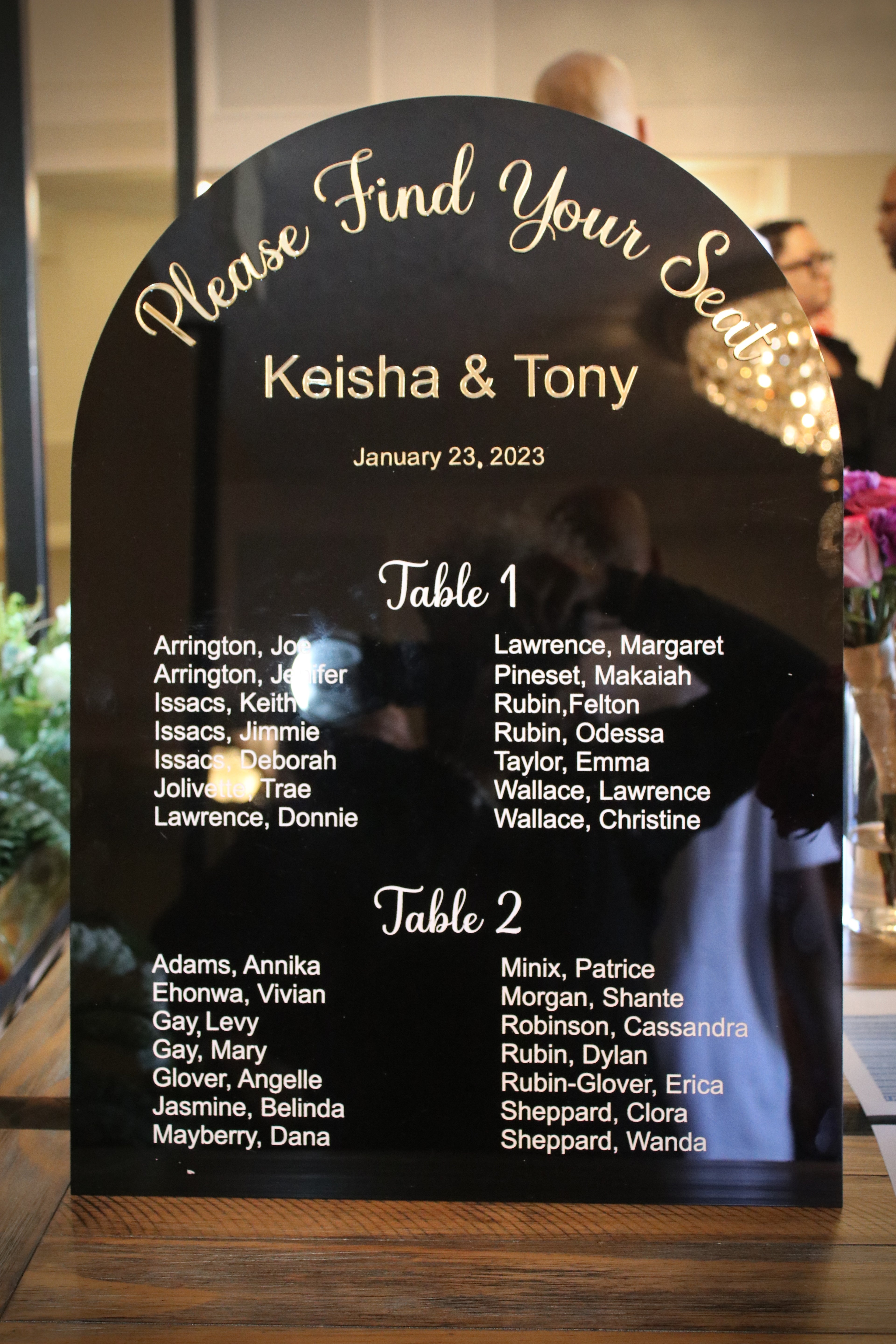 18x24 Wedding Seating Chart